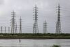 Electricity pylons in India.