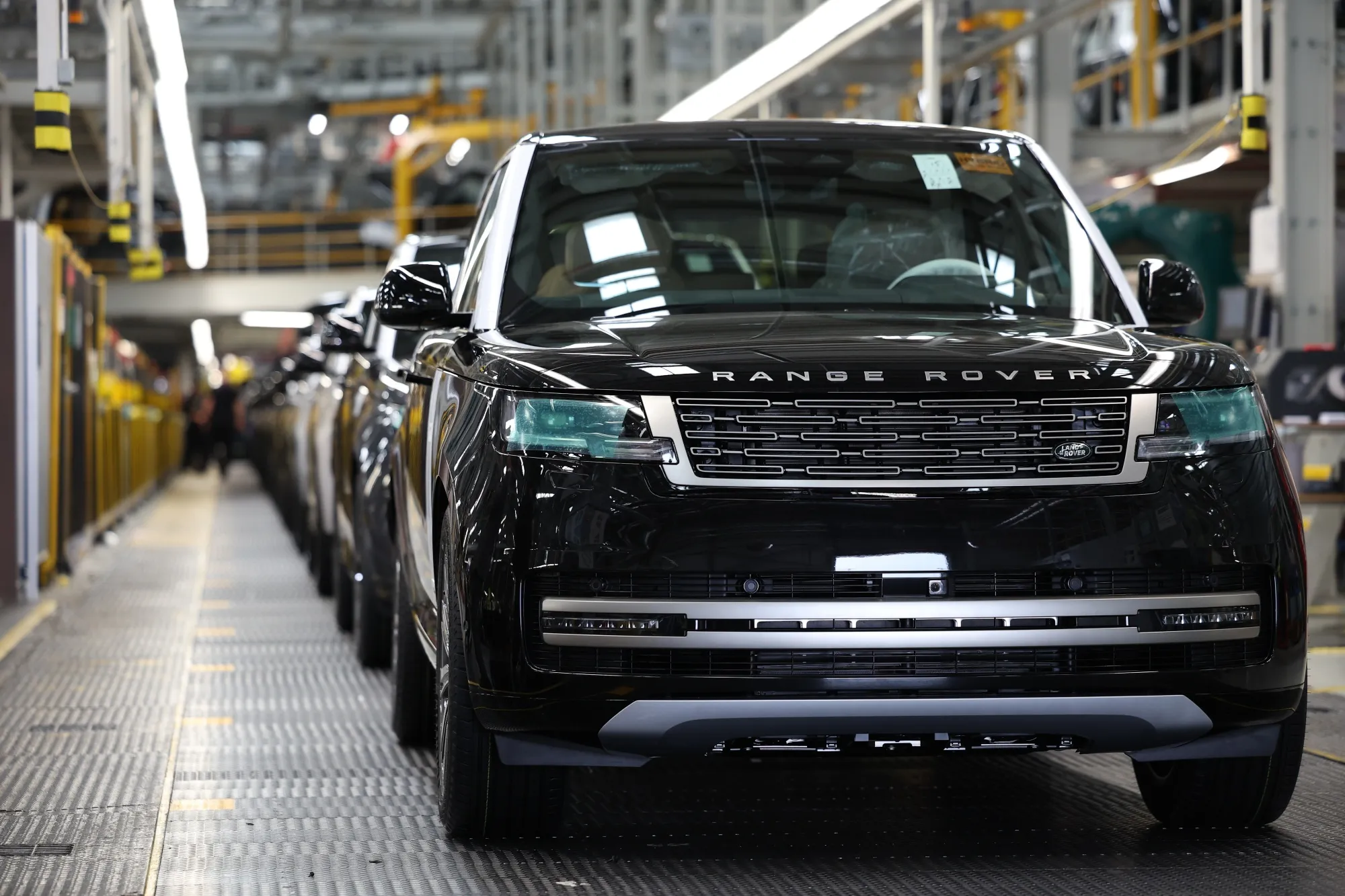 A Range Rover SUV&nbsp;at the Jaguar Land Rover manufacturing plant in Solihull, UK, on&nbsp;April 7.