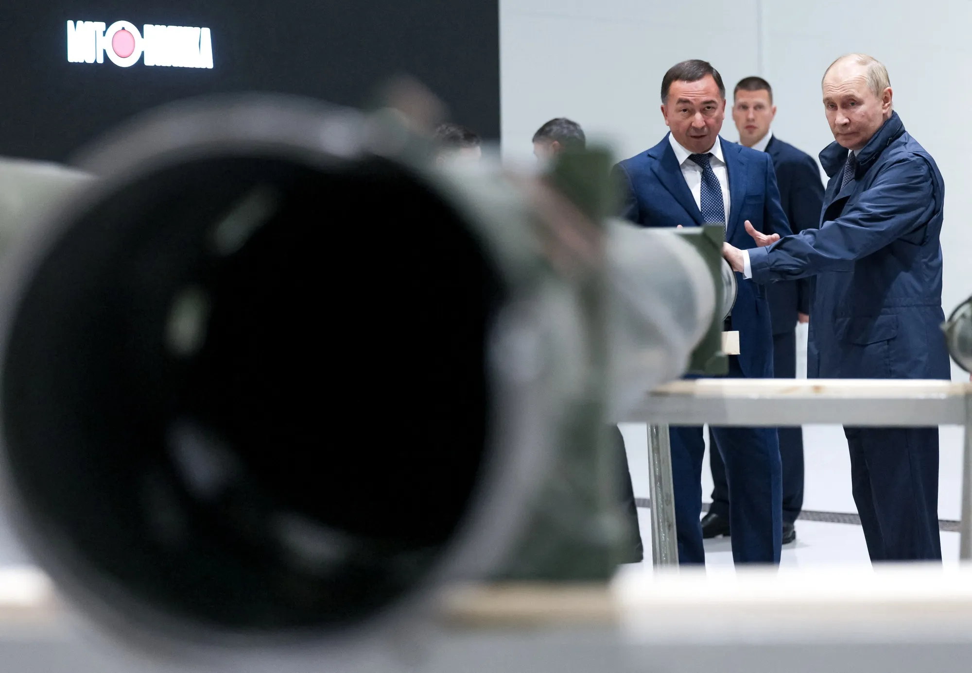 Vladimir Putin at a military equipment manufacturer in Perm, on Sept. 19, in this photo supplied by Russian state media.