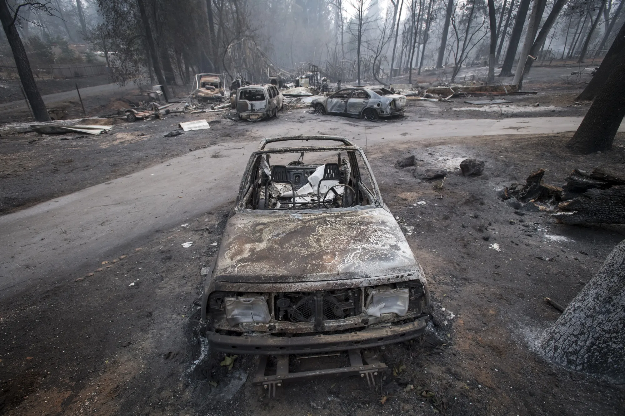 Burned-out vehicles stand in Paradise, California,&nbsp;on&nbsp;Nov. 15, 2018.&nbsp;