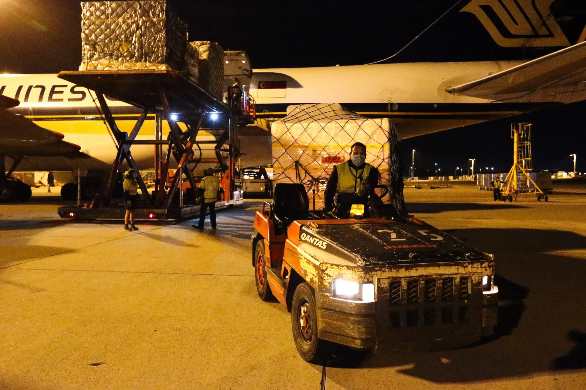 A shipment of 500,000 Pfizer vaccines from Singapore arrives in Sydney on Sep. 2.