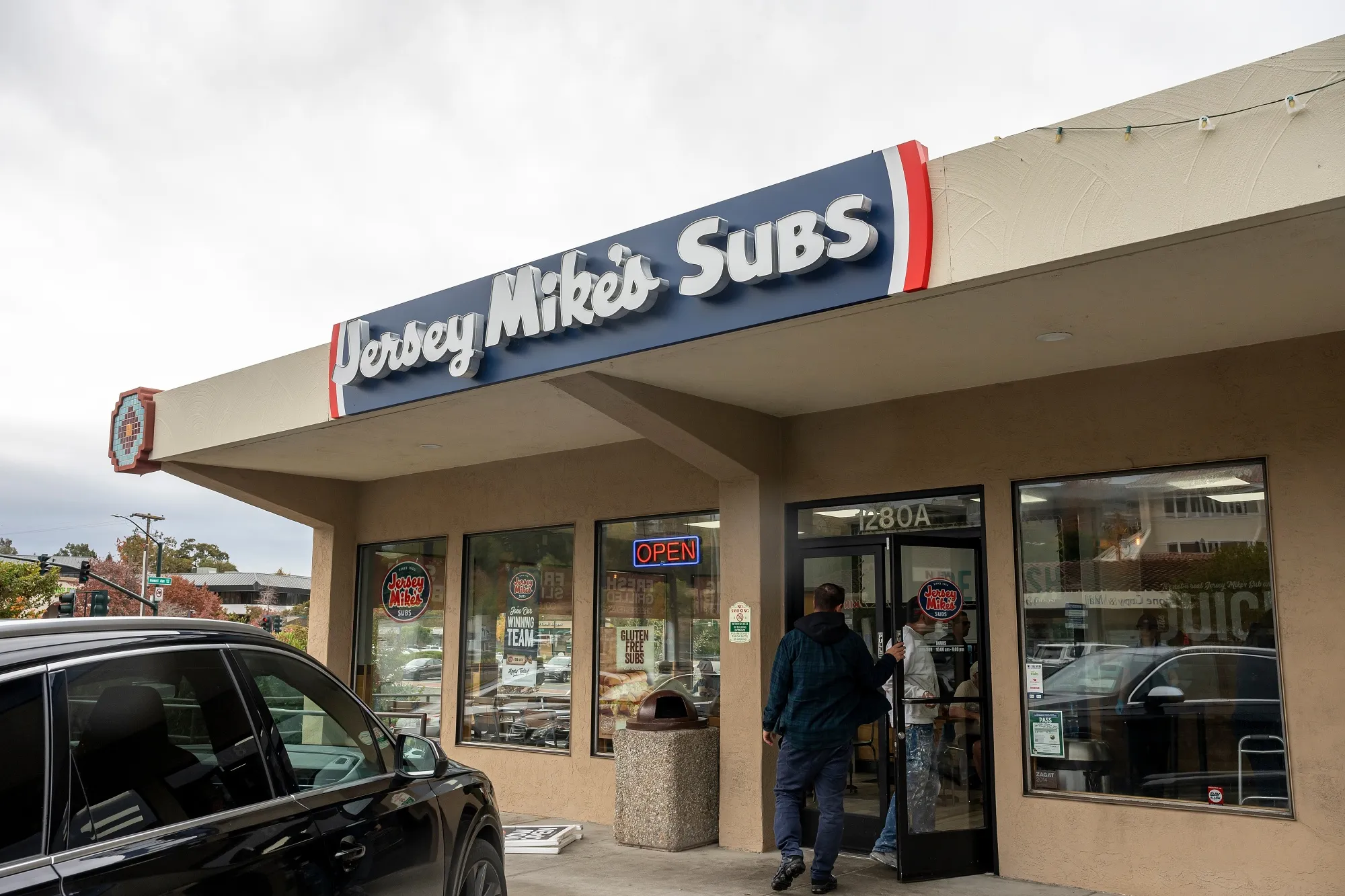 Customers enter a Jersey Mike's restaurant in Walnut Creek, California.