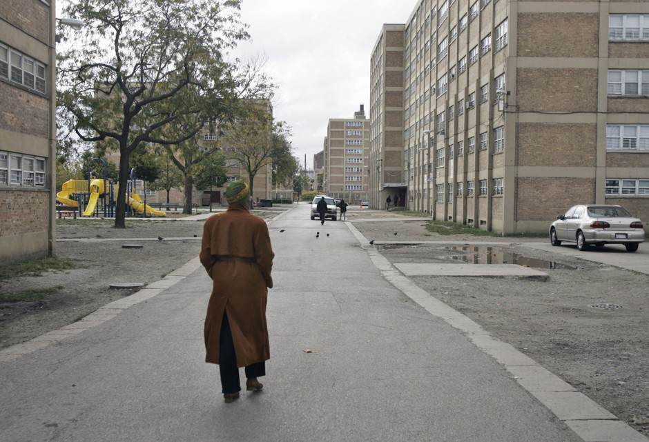 A resident walks through what was Chicago's Harold Ickes Homes project in 2007.