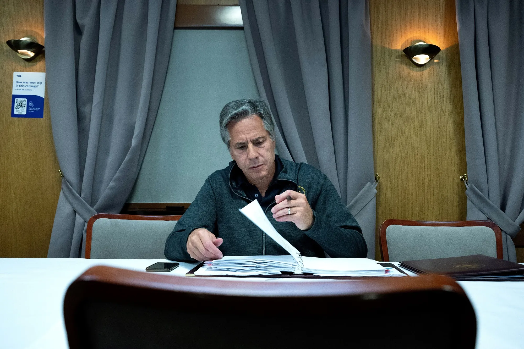 Antony Blinken travels by train to Kyiv on Sept. 6.