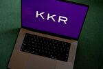 The KKR & Co. logo on a laptop arranged in the Brooklyn borough of New York, US, on Wednesday, July 12, 2023. KKR & Co. is exploring options for its majority stake in a commercial lighting manufacturer in China including a potential sale, according to people familiar with the matter. Photographer: Gabby Jones/Bloomberg