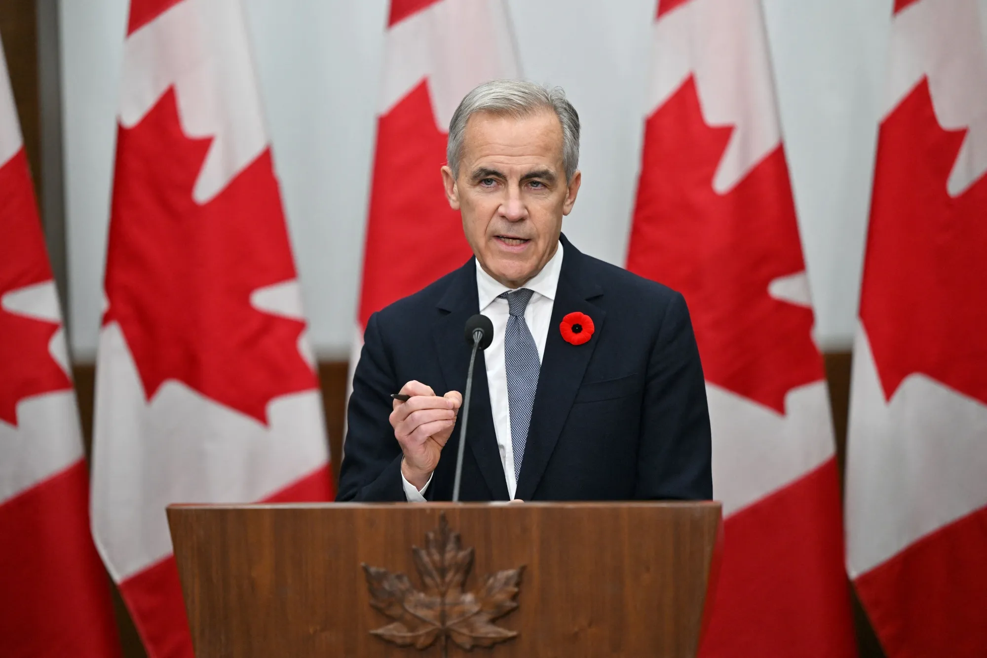 Mark Carney at a press conference after the APEC Economic Leaders’ Meeting in Gyeongju.