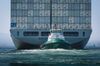A tugboat guides the Kawasaki Kisen Kaisha Ltd. Bai Chay Bridge cargo ship into the Port of Long Beach in Long Beach, California, U.S., on Wednesday, April 4, 2018. The U.S. trade deficit widened by more than forecast to a fresh nine-year high in February amid broad-based demand for imports, ahead of Trump administration tariffs that have raised the specter of a trade war.