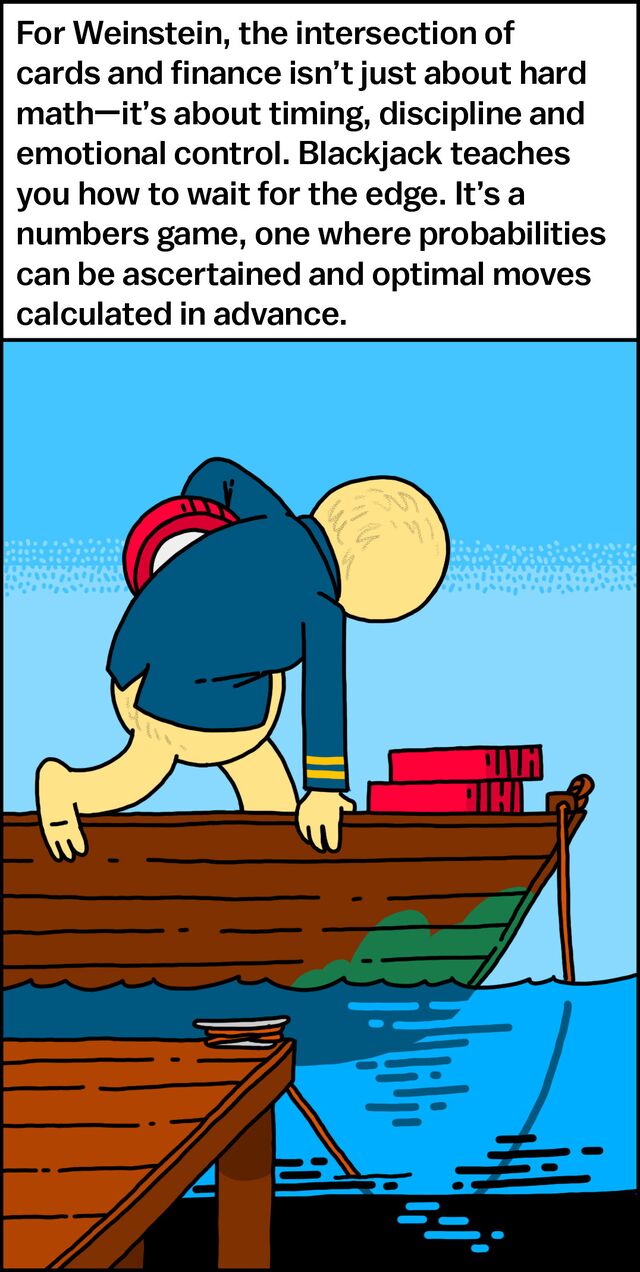 For Weinstein, the intersection of cards and finance isn't just about hard math—it's about timing, discipline and emotional control. Blackjack teaches you how to wait for the edge. It's a numbers game, one where probabilities can be ascertained and optimal moves calculated in advance.