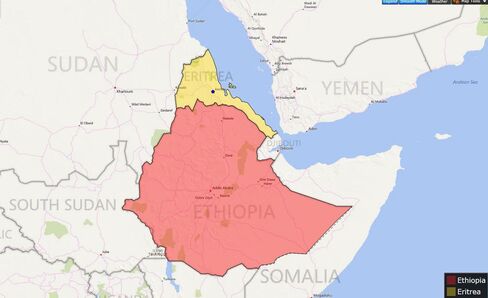 MAP: Ethiopia and Eritrea