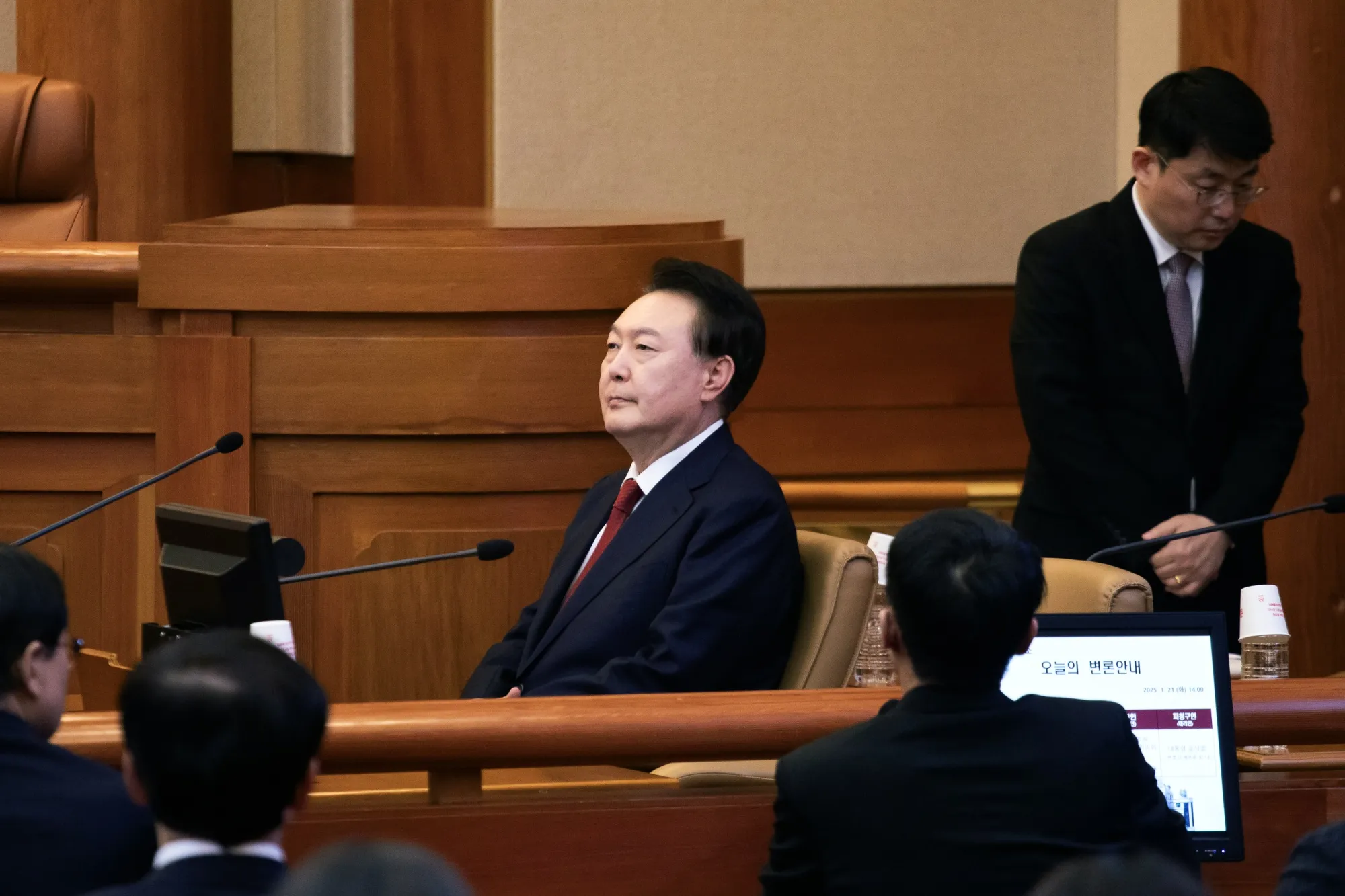South Korean President Yoon Suk Yeol attends a hearing at the Constitutional Court of Korea on Jan. 21.
