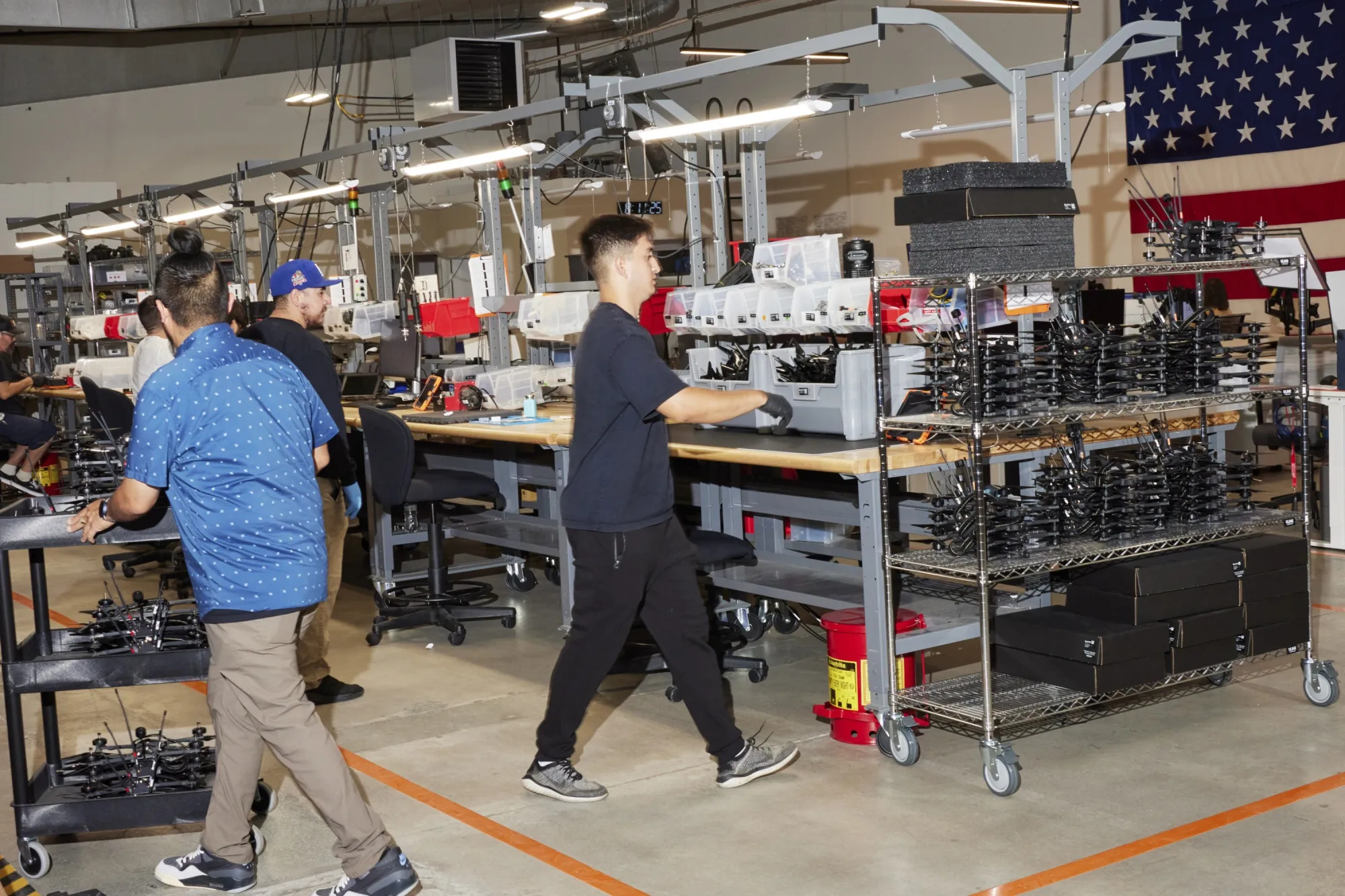 Drones being assembled at the Neros headquarters.