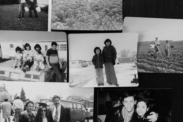 Family photos on the table at Murvartian's home. 