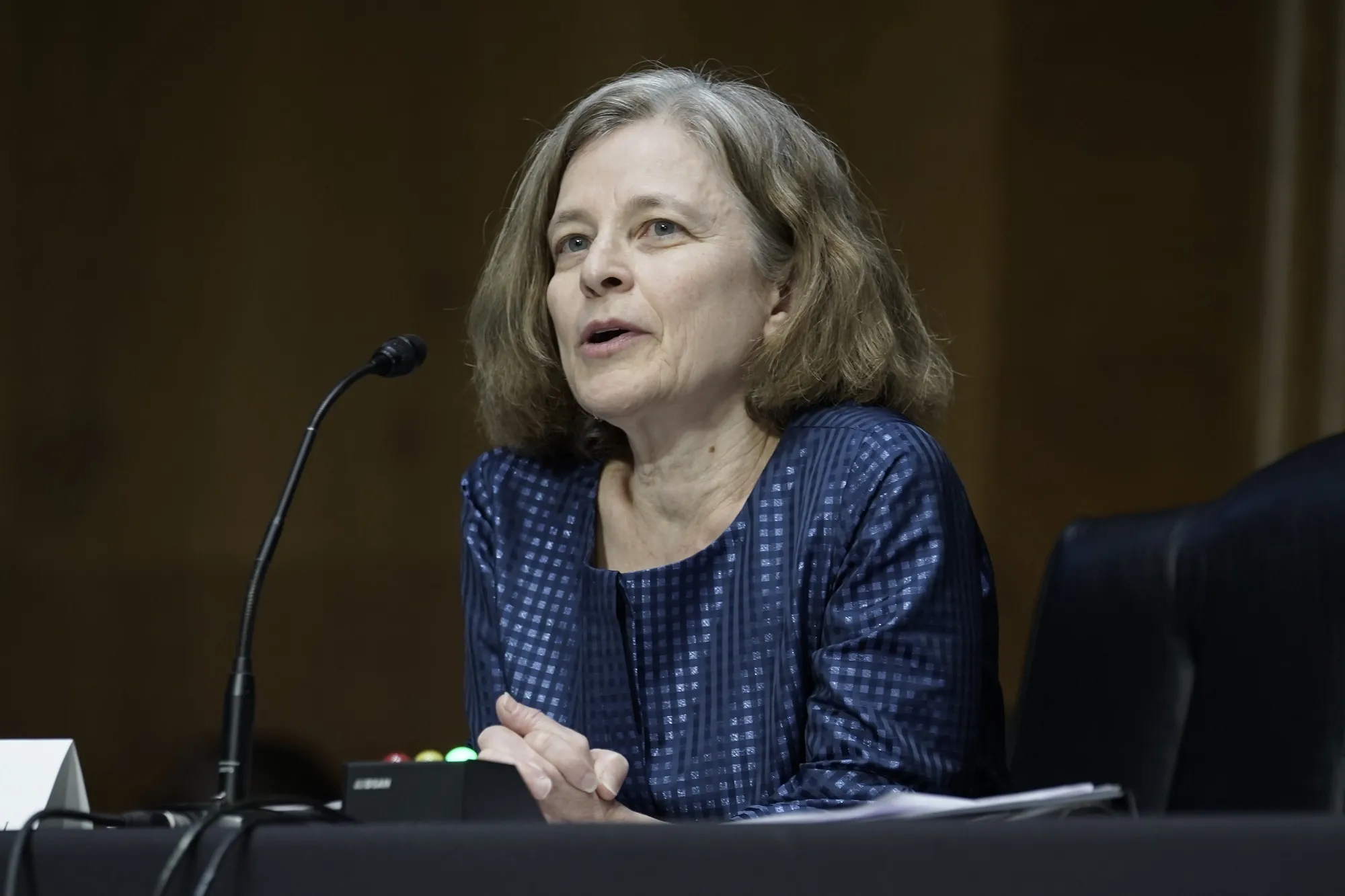 Sarah Bloom Raskin during a confirmation hearing in Washington, D.C., on Feb. 3.