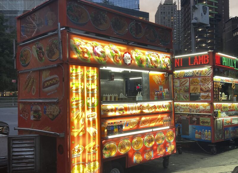Halal Food Truck at Columbus Circle, New York in August.