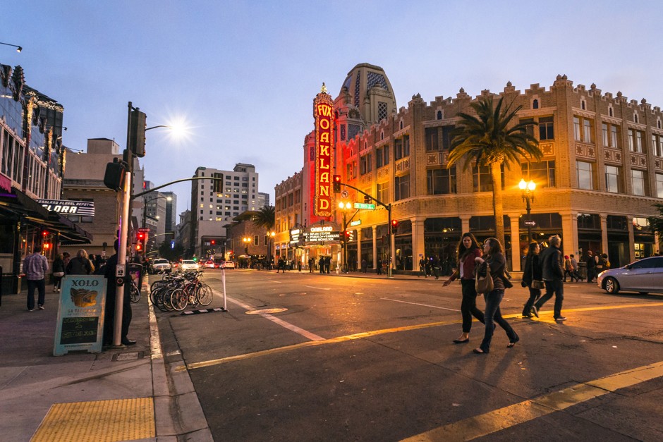 The Fox Theater at 19th and Telegraph, in the center of downtown Oakland.