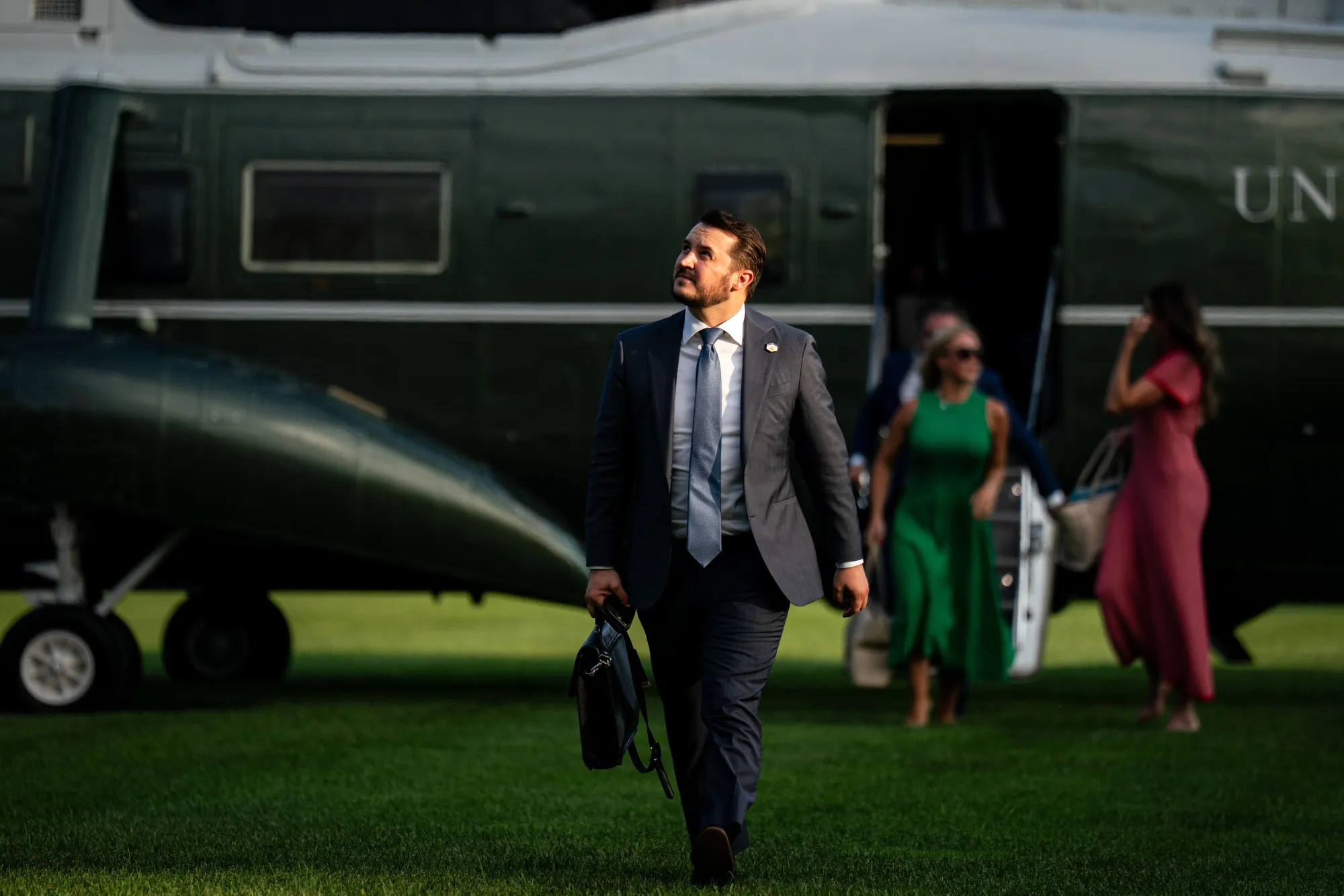 Taylor Budowich walks on the South Lawn of the White House&nbsp;in Washington in July.&nbsp;