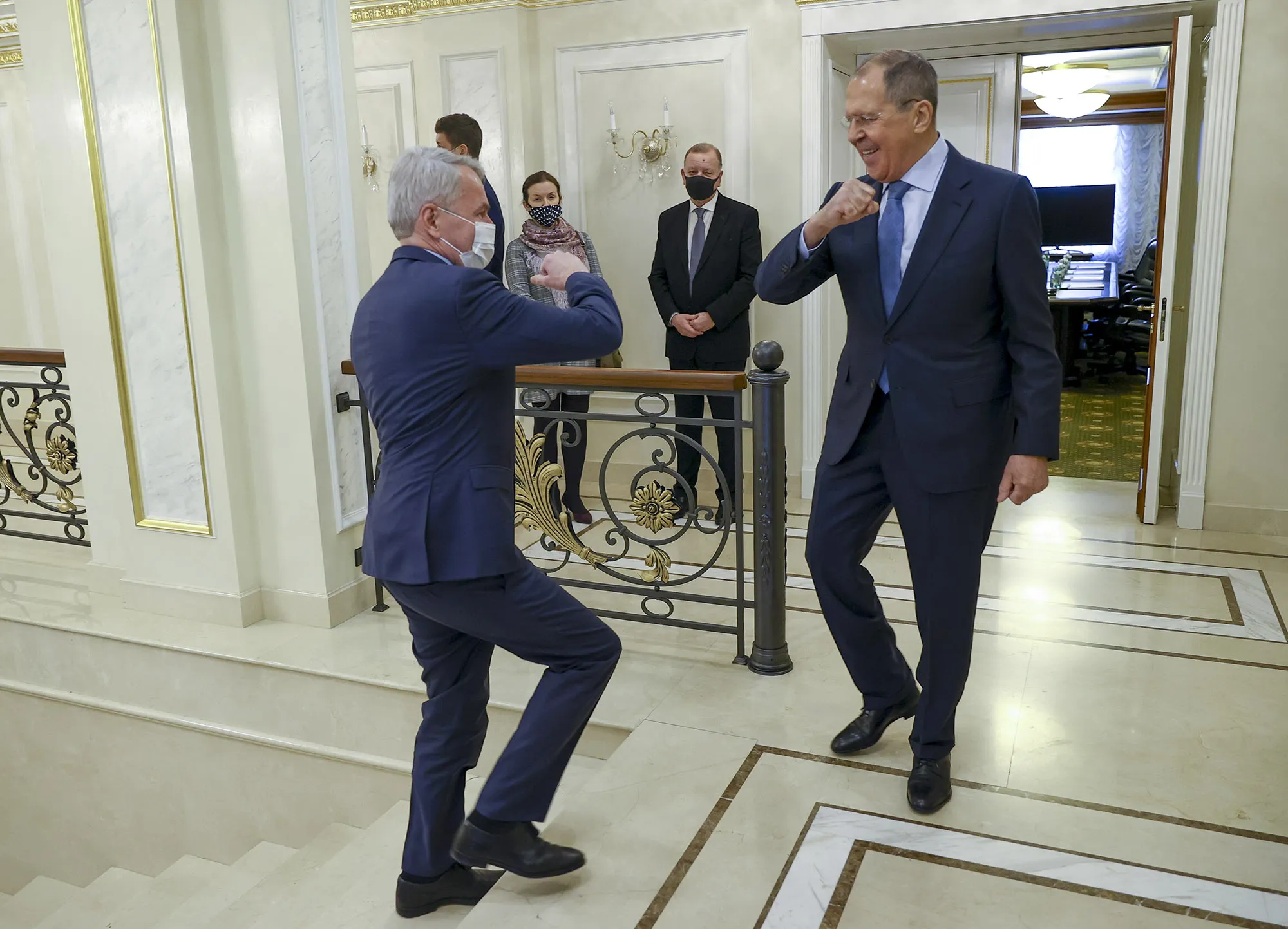 Pekka Haavisto&nbsp;and Sergei Lavrov&nbsp;in St. Petersburg, Russia, Feb. 15.&nbsp;