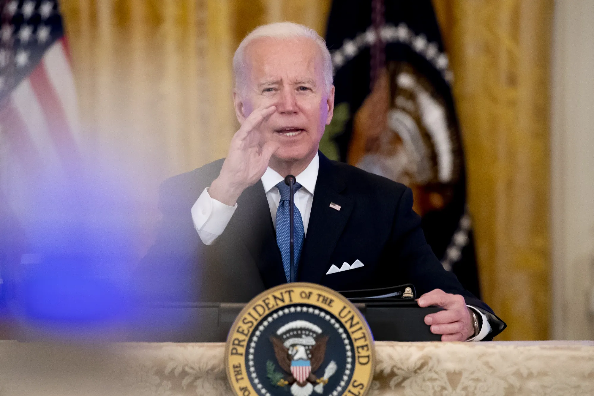President Joe Biden speaks at the White House on Jan. 24.
