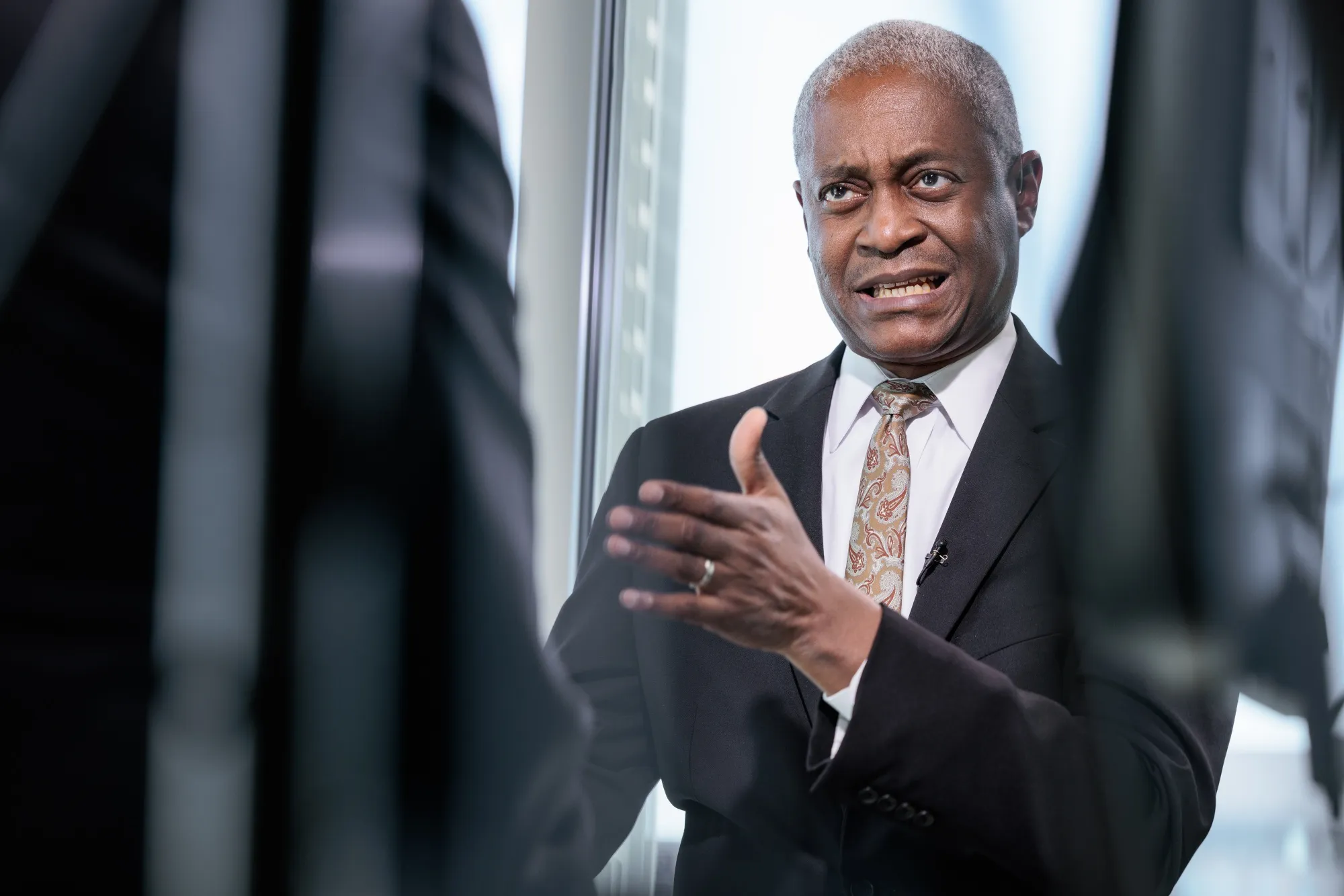 Raphael Bostic, president and chief executive officer of the Federal Reserve Bank of Atlanta, speaks during a Bloomberg Television interview in 2023.