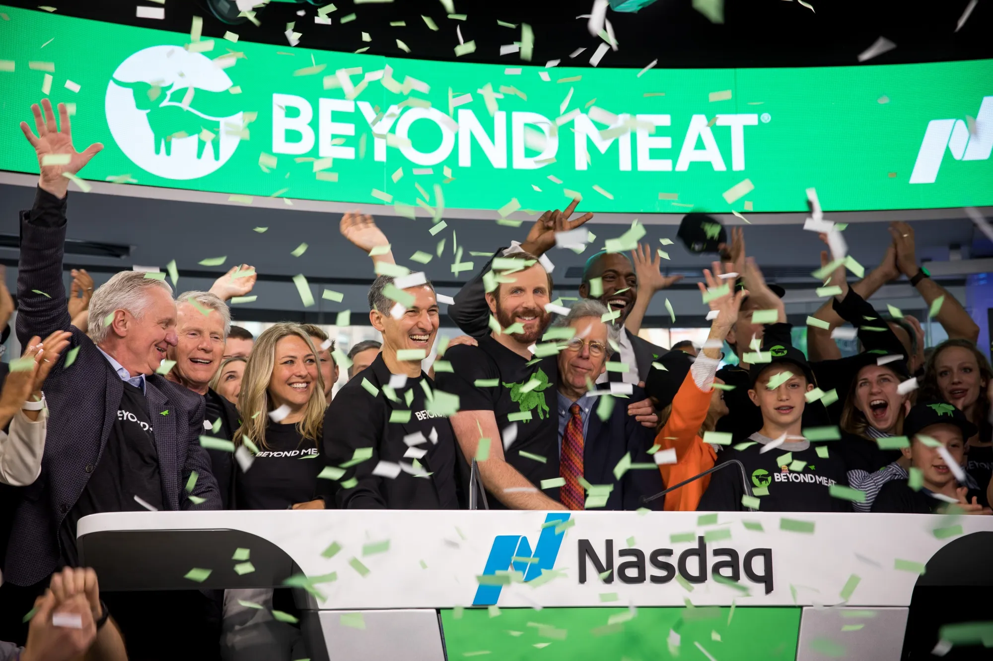 Ethan Brown rings the opening bell during the company's IPO.