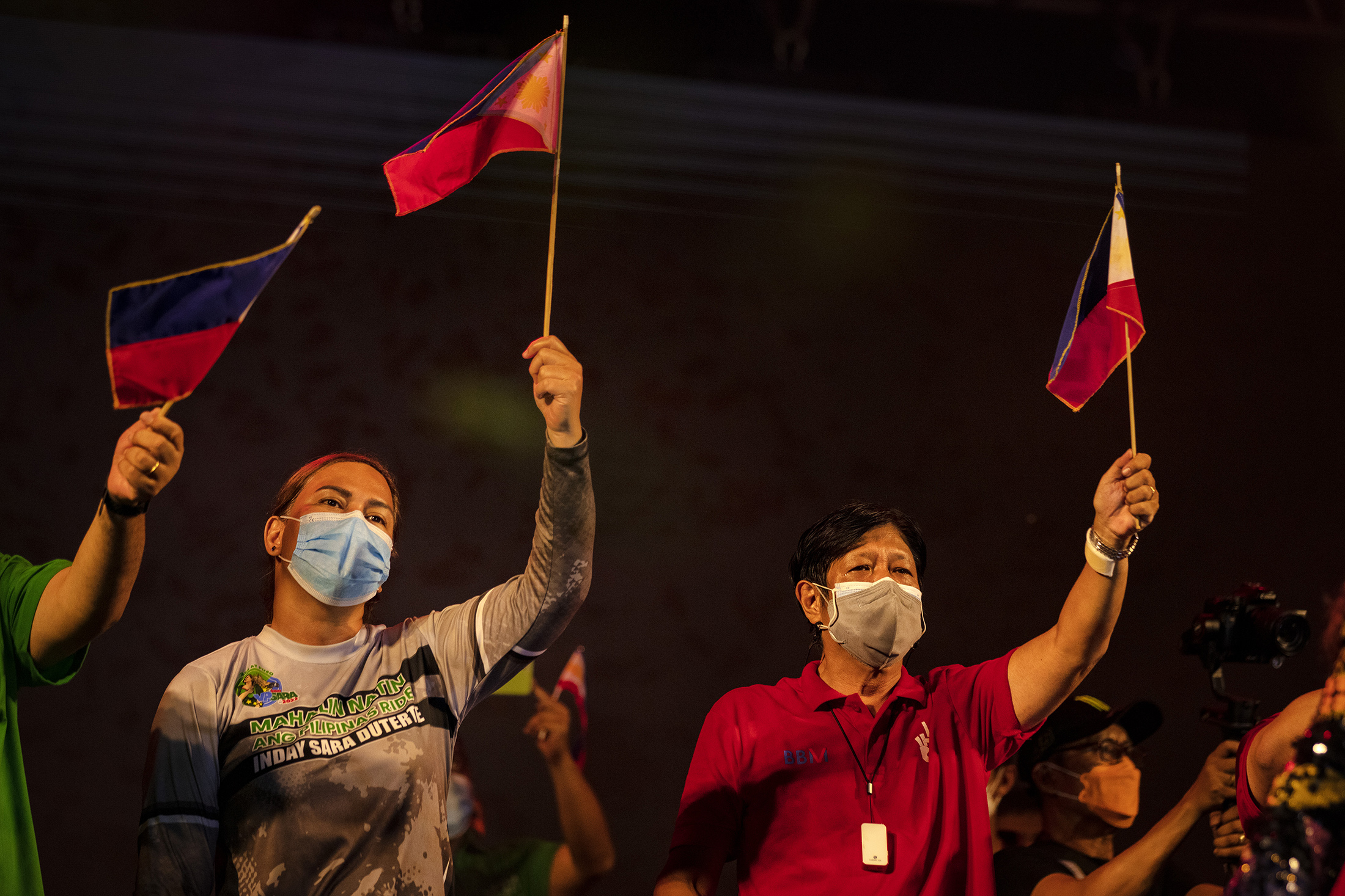 Sara Duterte, left, with Ferdinand “Bongbong” Marcos Jr. during a rally in Caloocan, Metro Manila, in February.