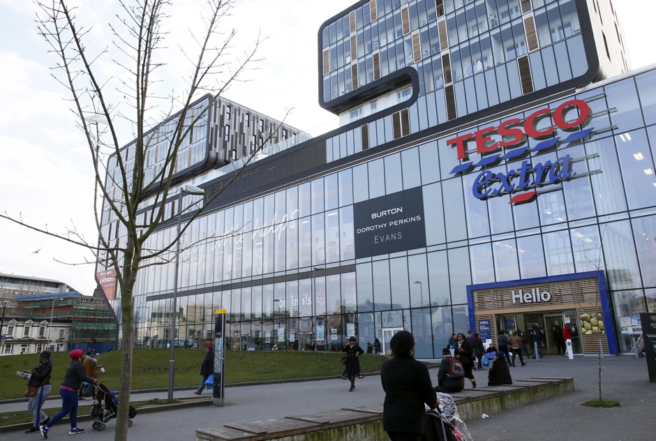 A supermarket complex in Woolwich, Southeast London that also contains housing.