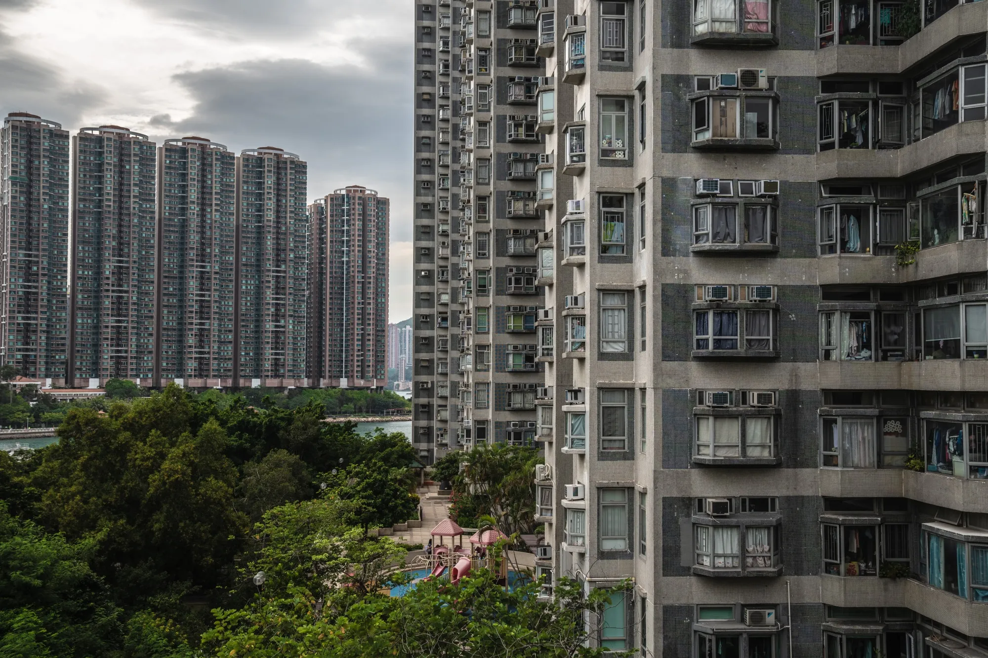 Residential buildings in Hong Kong, China.