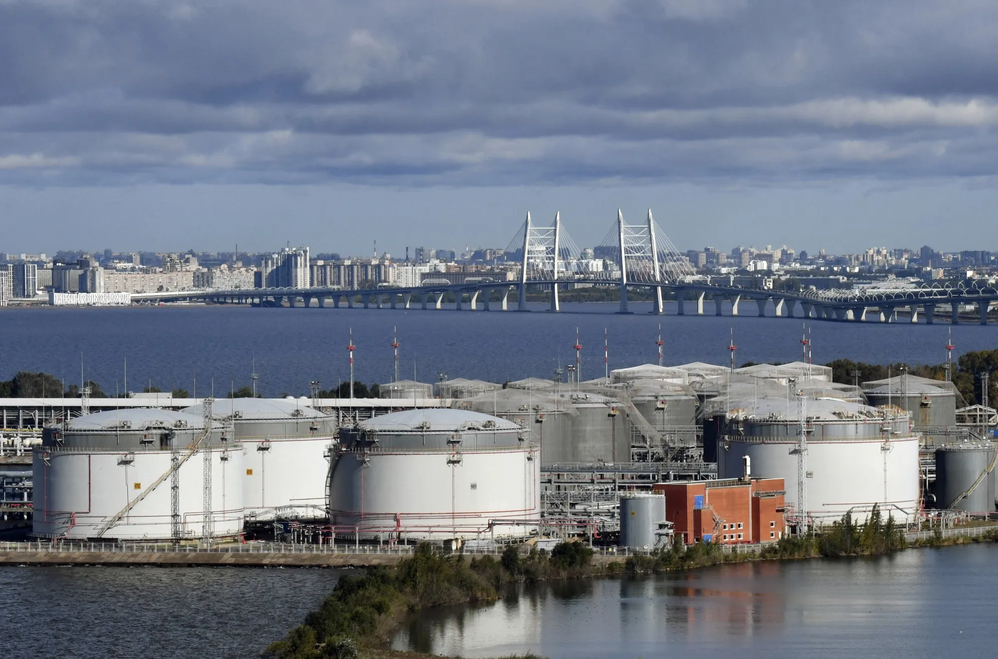 An oil terminal in Saint Petersburg, Russia.