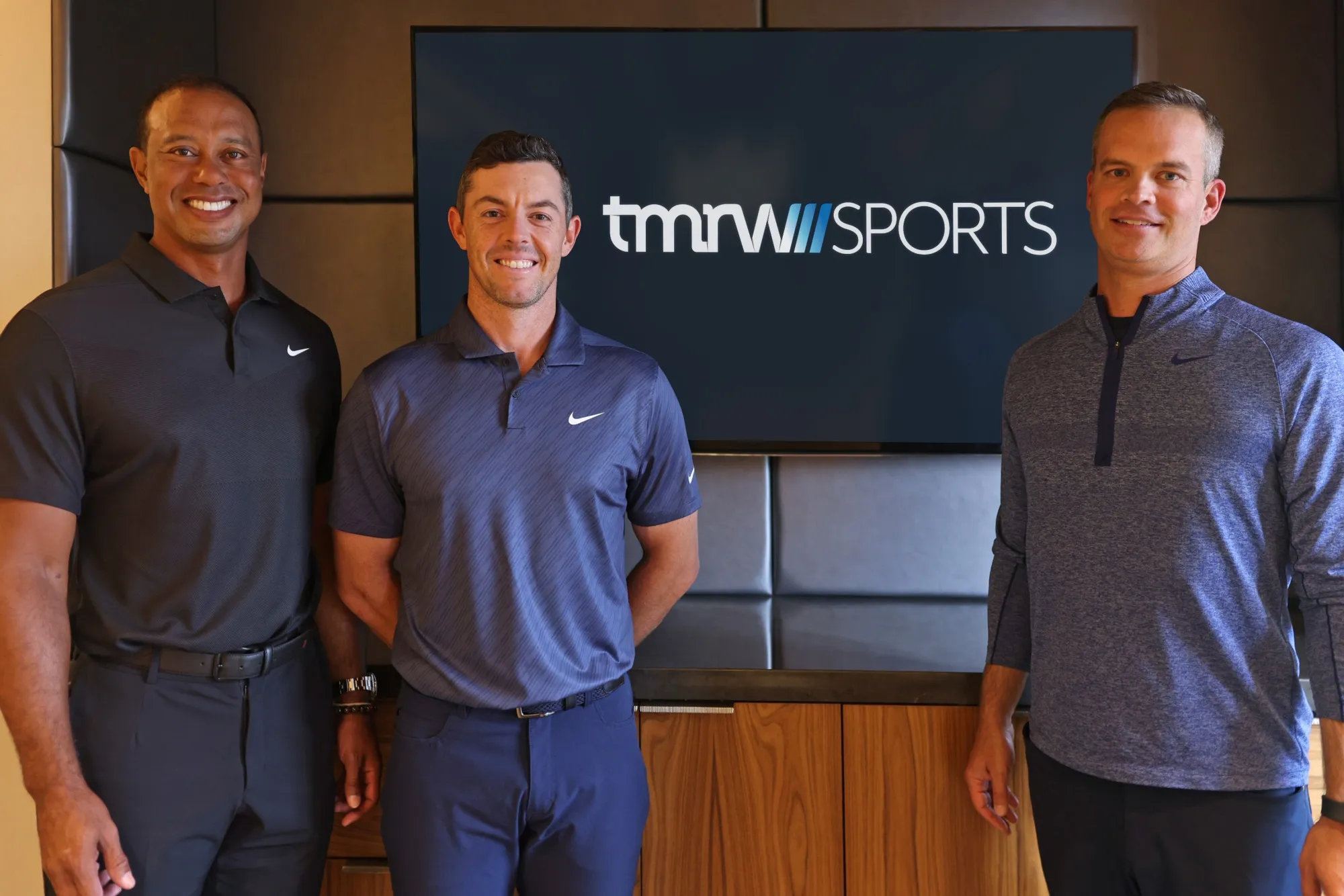 Tiger Woods, Rory McIlroy and Mike McCarley.