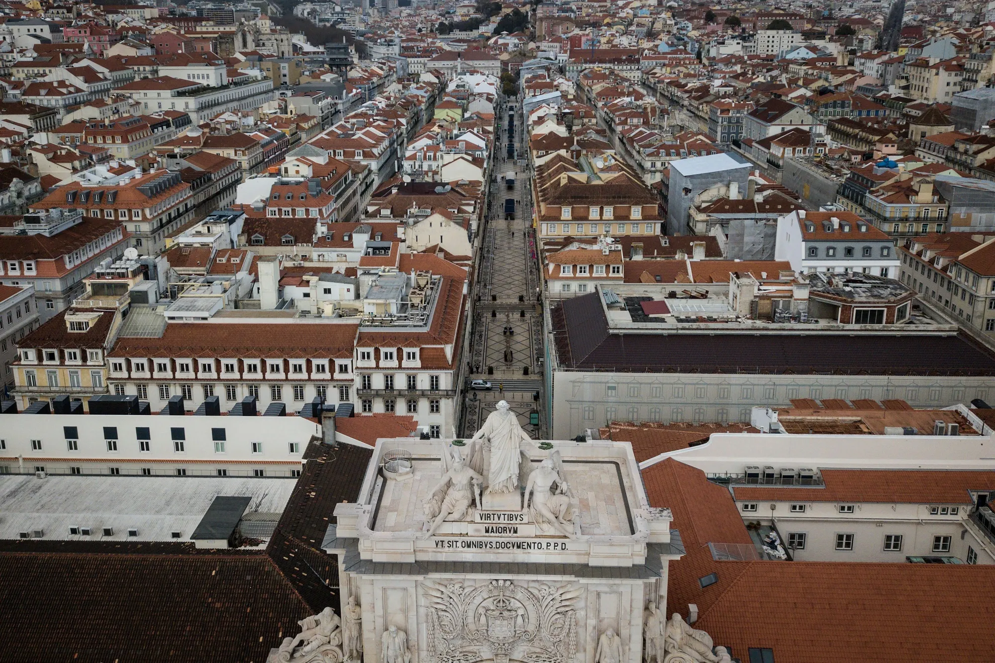 An aerial view of central Lisbon, which was largely reconstructed after a devastating 1755 earthquake.&nbsp;