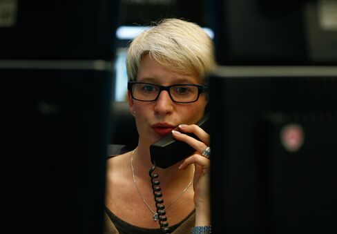 A Financial Trader Works at the Frankfurt Stock Exchange