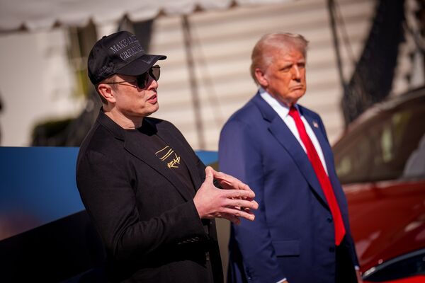 President Trump Speaks Alongside Tesla Vehicles At The White House