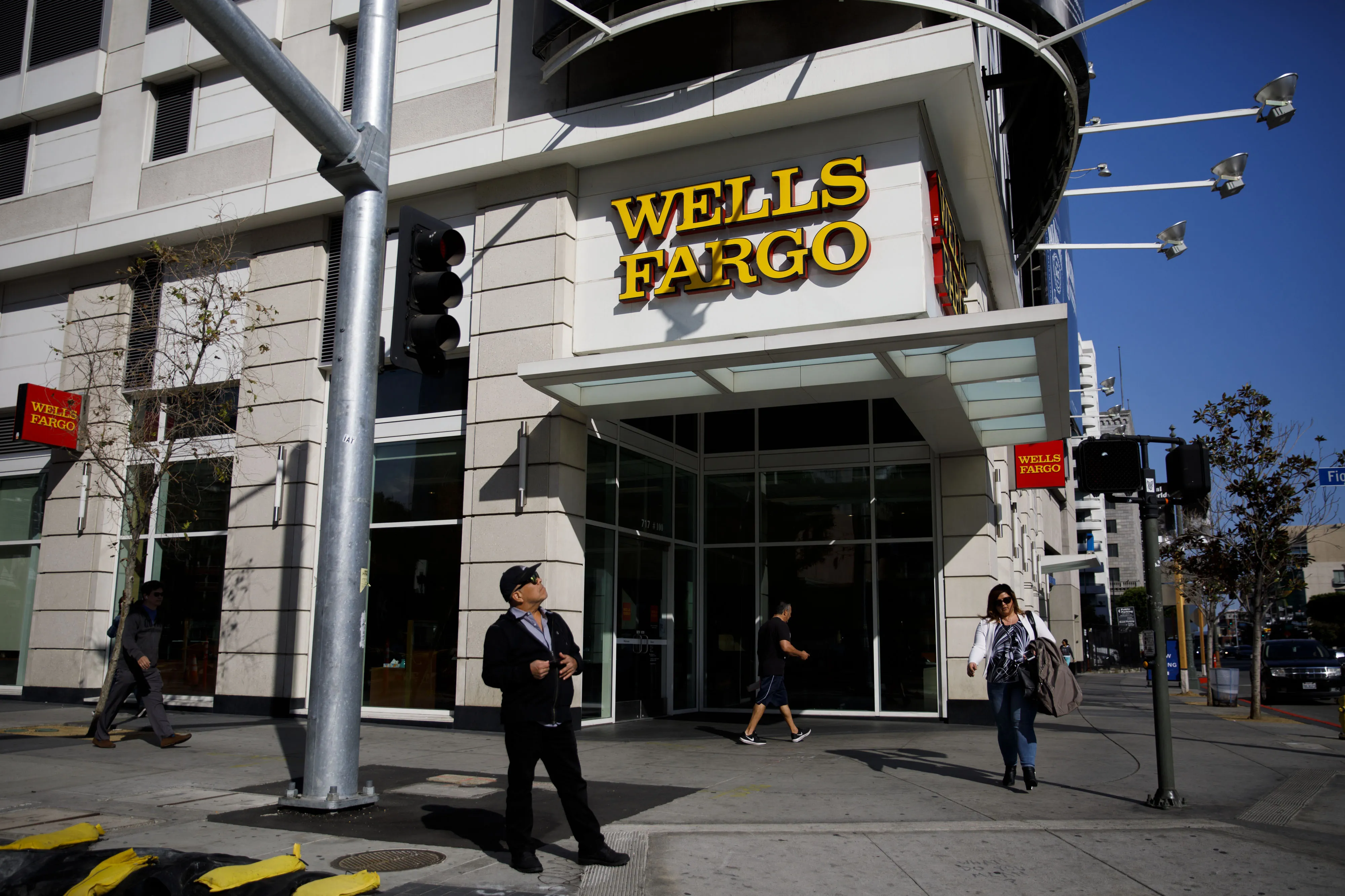 A Wells Fargo &amp; Co. bank branch in Los Angeles, California.