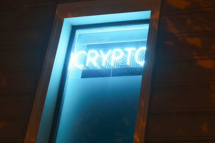 A neon Crypto sign.