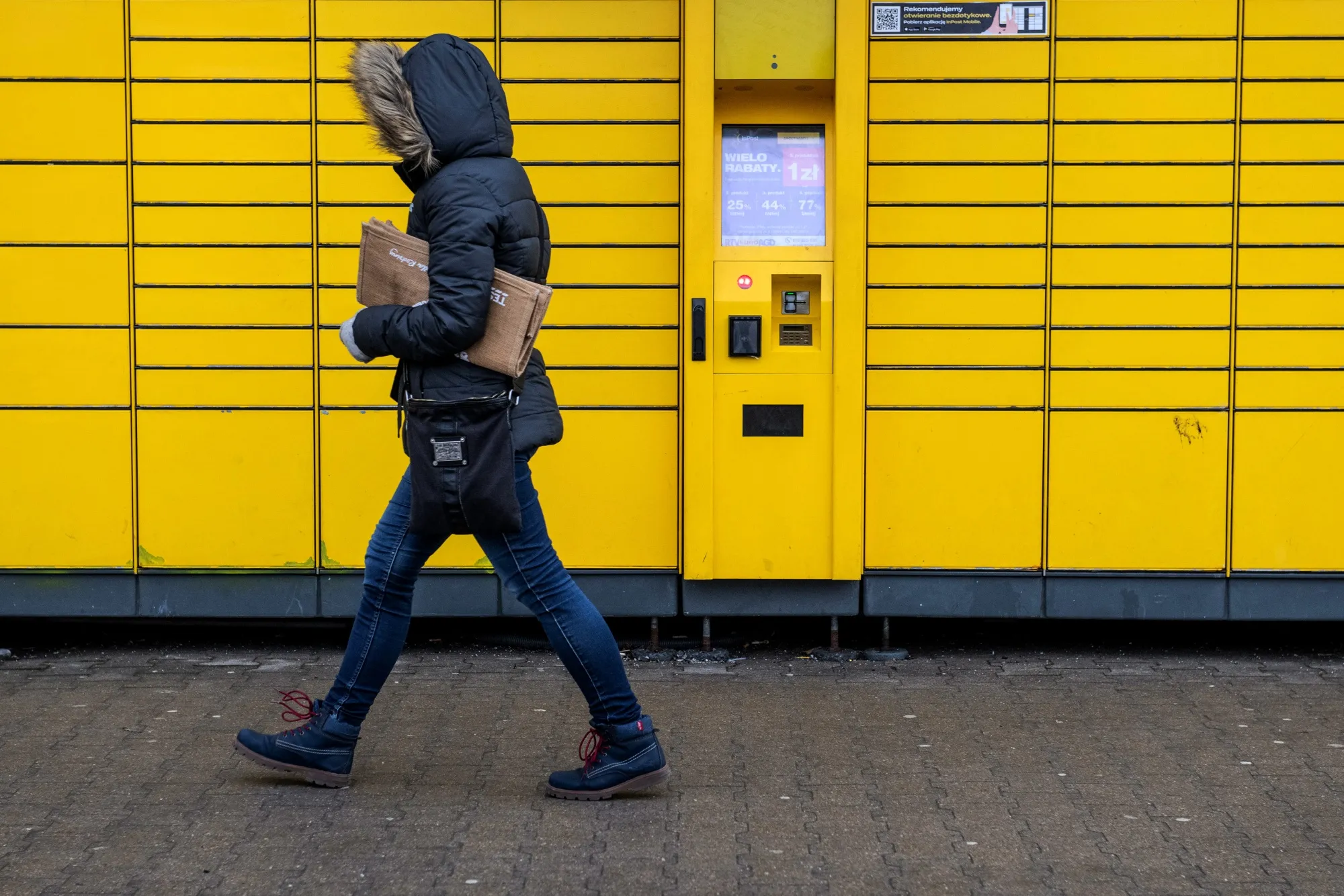 InPost SA postal lockers in Kabaty, Poland.