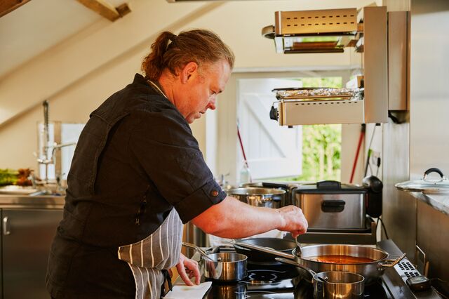 Matt Powell prepares lobster with laver at Annwn Restaurant in Pembrokeshire, Wales. 