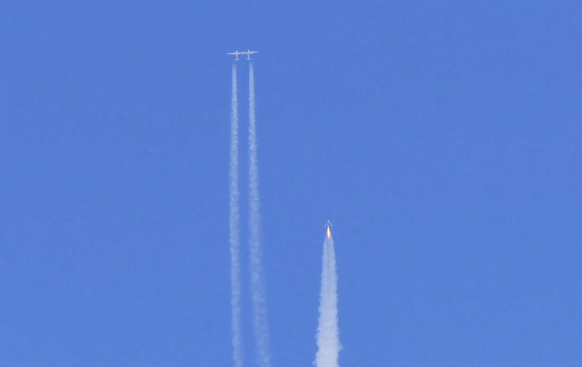 Virgin Galactic’s VSS Unity after detaching from VMS Eve on July 11.
