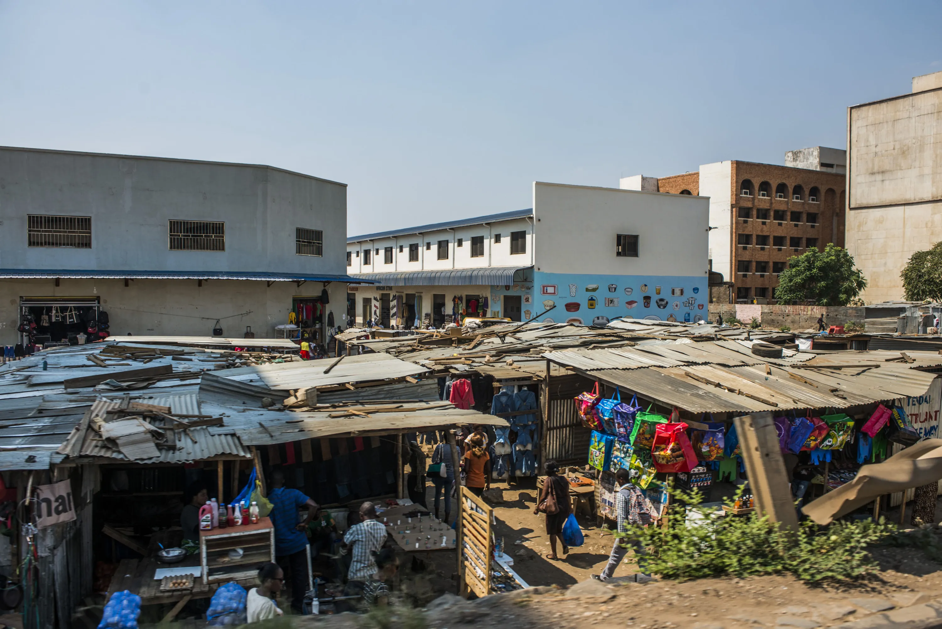Traders&nbsp;at a street market in Lusaka, Zambia.
