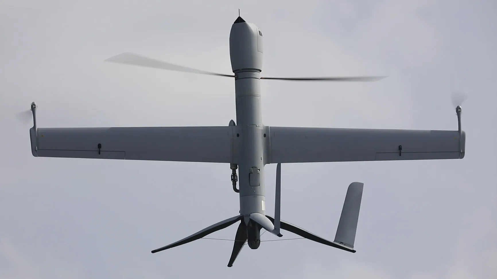 A UAV is launched from the USS Indianapolis in the Arabian Gulf in 2023.