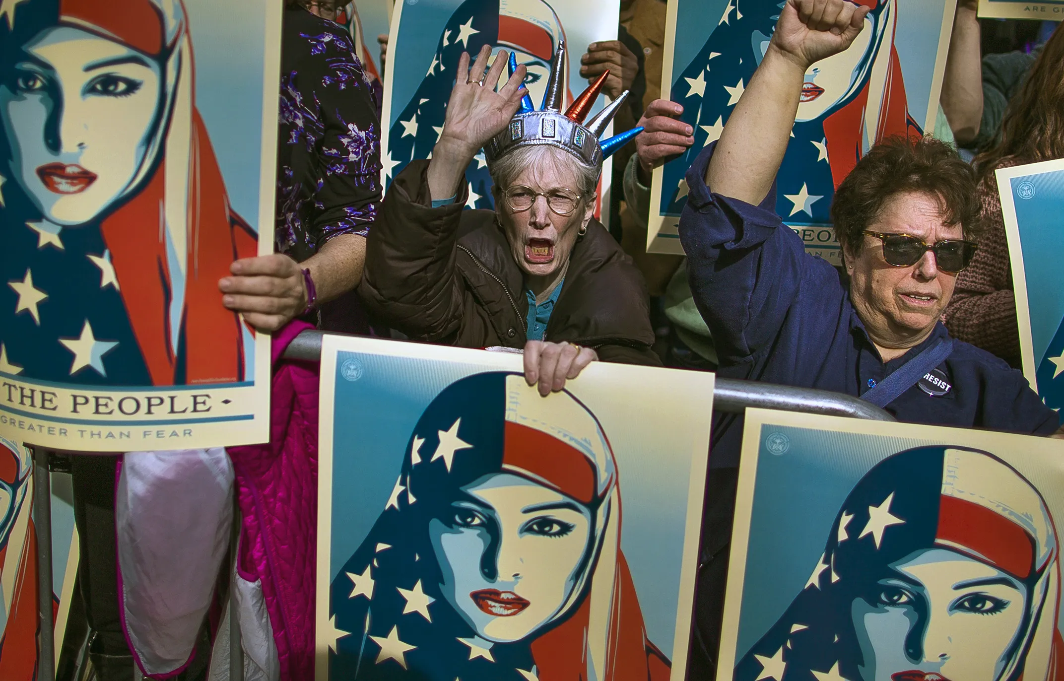 Demonstrators during a march against U.S. President Donald Trump in New York.

