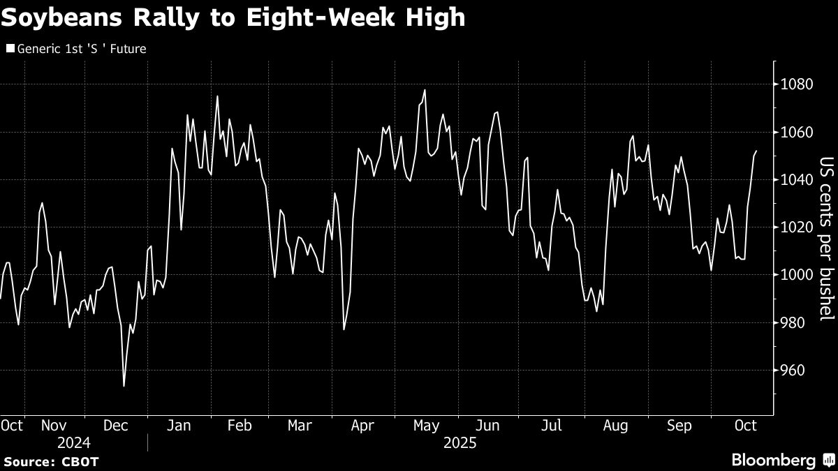Soybean Futures Hit Eight-Week High on Hopes of US-China Deal
