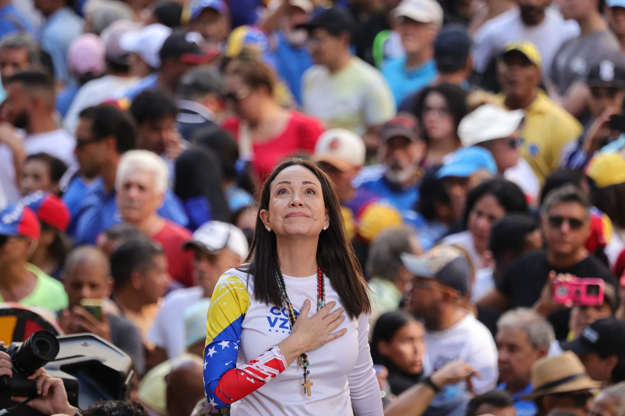 Venezuelan Opposition Leader Machado Is Intercepted After Joining Anti-government Protest