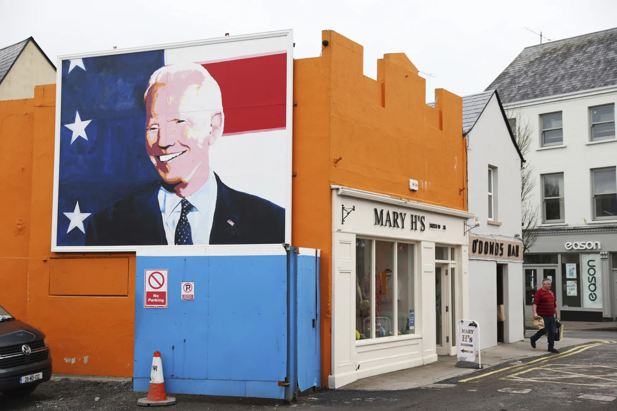 A mural of President Joe Biden adorns a shop in Ballina, Ireland,&nbsp;on&nbsp;April 4.