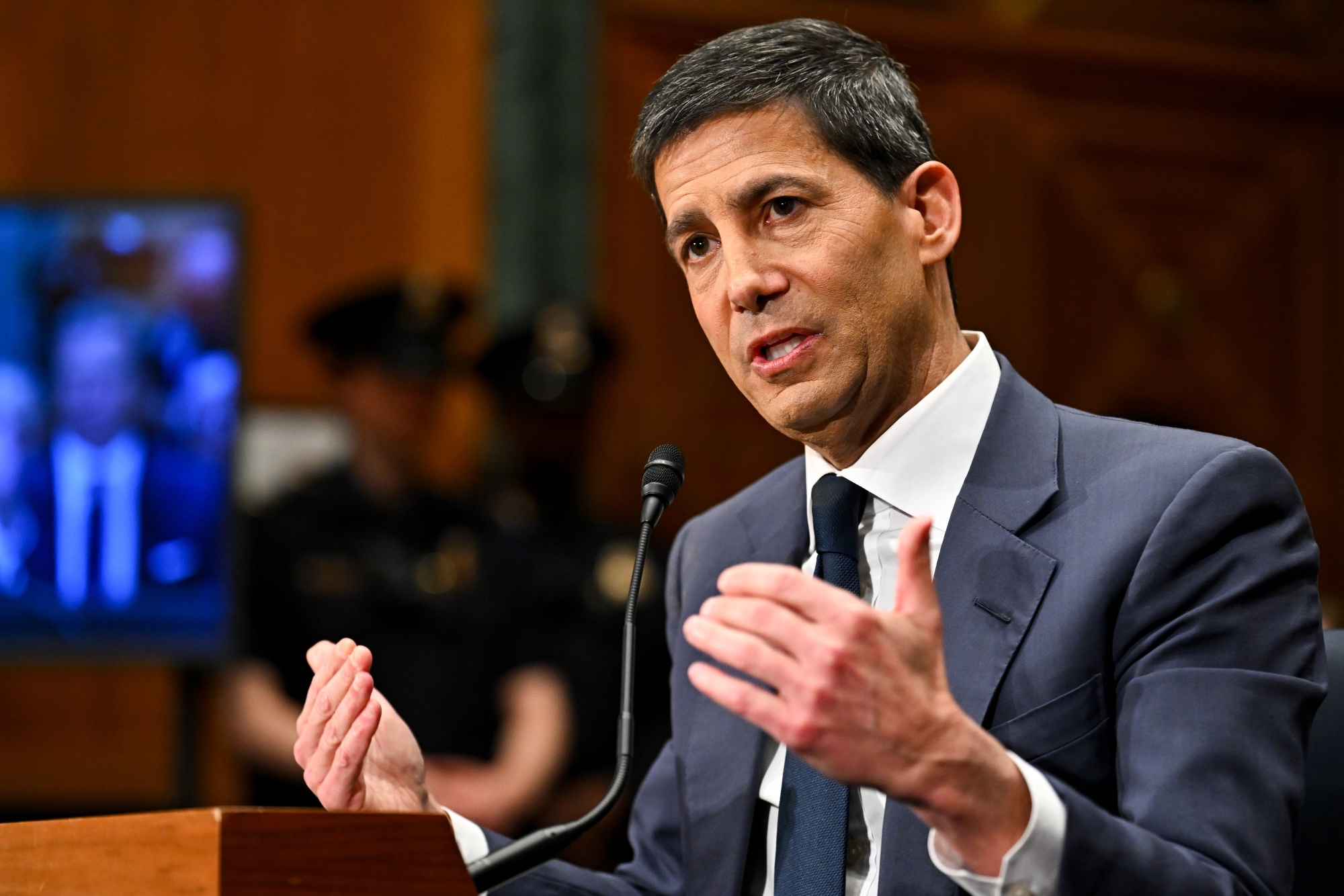 Kevin Warsh, chairman of the US Federal Reserve nominee for US President Donald Trump, during a Senate Banking, Housing, and Urban Affairs Committee confirmation hearing in Washington, DC, US, on Tuesday, April 21, 2026. Warsh’s testimony highlights the fine line he must walk during the hearing between President Donald Trump’s demands for lower rates and reassuring investors that he will defend the Fed’s autonomy in rate-setting.