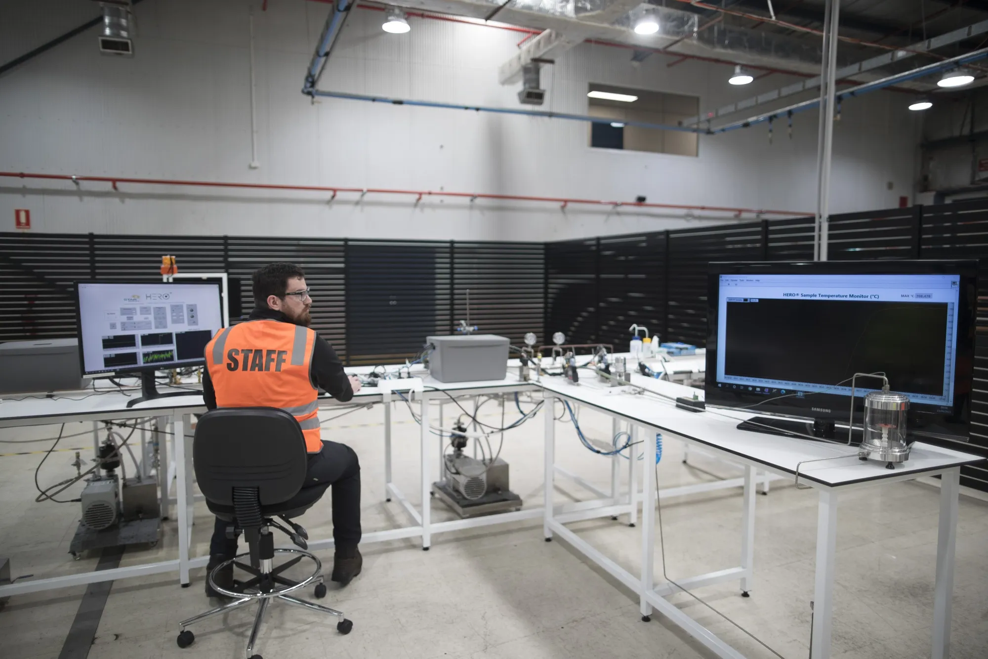 An employee runs a test demonstrating the Hydrogen Energy Release Optimiser&nbsp;at Star Scientific’s facility in Berkeley Vale, Australia.