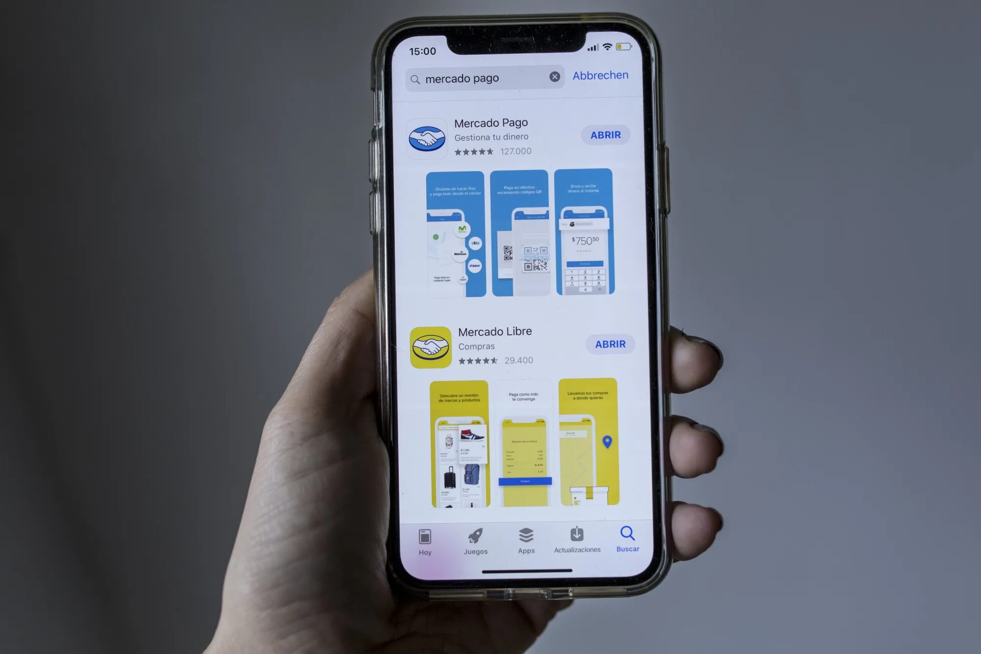 The MercadoLibre Inc. and MercadoPago application are displayed in the App Store on an Apple Inc. iPhone in an arranged photograph taken in Buenos Aires, Argentina, on Monday, June 10, 2019.&nbsp;