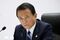 Taro Aso, Japan's deputy prime minister and finance minister, listens during a news conference following the Group of Seven (G-7) finance ministers and central bank governors meeting in Sendai, Japan, on Saturday, May 21, 2016. The world's major industrialized nations have agreed on a new set of measures to target channels used to finance terrorism around the world. Photographer: Tomohiro Ohsumi/Bloomberg *** Local Caption *** Taro Aso