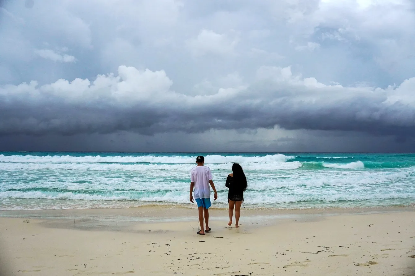 Storm clouds ahead of the arrival of tropical storm Helene in Cancun, Mexico on Sept. 24.