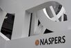 A logo of Naspers Ltd. sits on the side of the headquarters of the Media24 Ltd. building in Cape Town, South Africa.