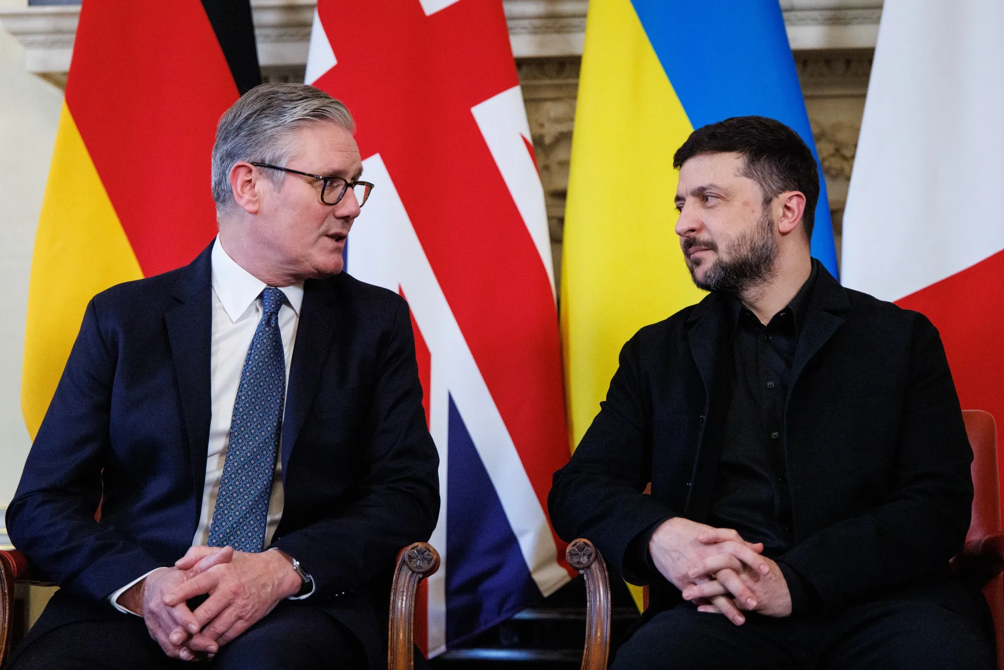 Keir Starmer and Volodymyr Zelenskiy at Downing Street.